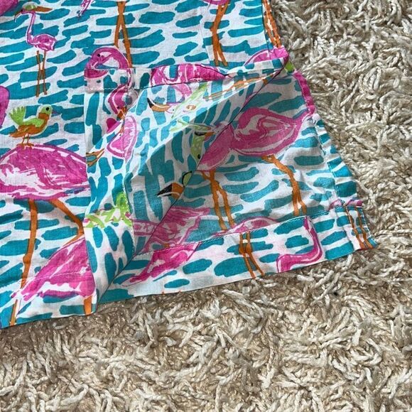 Gretchen Scott Cotton Gauze Tunic Beach Cover Up Pink Flamingos Small S EUC - Picture 8 of 15